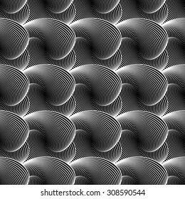 Design seamless monochrome waving pattern. Abstract twisted lines textured background. Vector art. No gradient