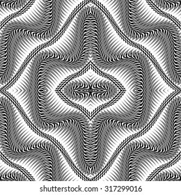 Design seamless monochrome waving pattern. Abstract textured background. Vector art. No gradient