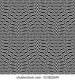 Design seamless monochrome waving pattern. Abstract vertical stripy background. Vector art