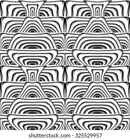 Design seamless monochrome waving pattern. Abstract stripy background. Vector art