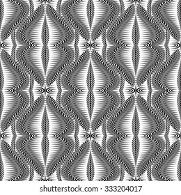 Design seamless monochrome waving pattern. Abstract textured background. Vector art. No gradient