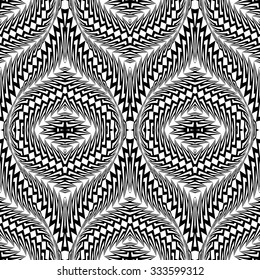Design seamless monochrome waving pattern. Abstract warped textured background. Vector art. No gradient