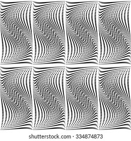 Design seamless monochrome waving pattern. Abstract grid torsion background. Vector art. No gradient