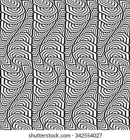 Design seamless monochrome waving pattern. Abstract warped textured background. Vector art. No gradient