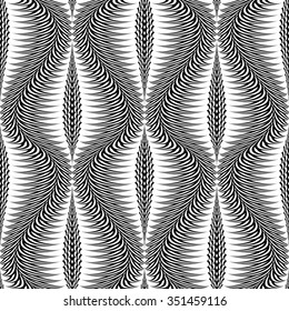 Design seamless monochrome waving pattern. Abstract textured background. Vector art. No gradient