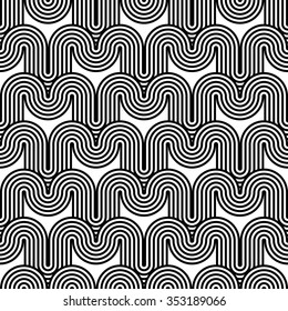 Design seamless monochrome waving pattern. Abstract stripy background. Vector art