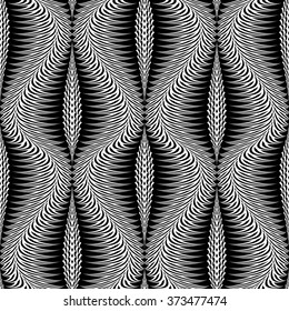 Design seamless monochrome waving pattern. Abstract textured background. Vector art. No gradient