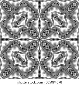 Design seamless monochrome waving pattern. Abstract textured background. Vector art. No gradient