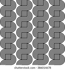 Design seamless monochrome waving pattern. Abstract stripy background. Vector art