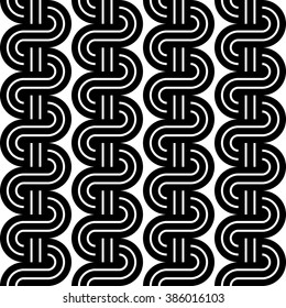 Design seamless monochrome waving pattern. Abstract stripy background. Vector art