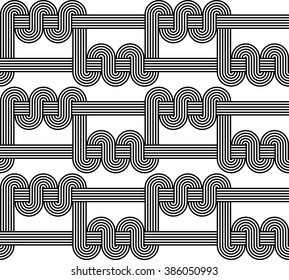 Design seamless monochrome waving pattern. Abstract stripy background. Vector art