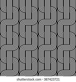 Design seamless monochrome waving pattern. Abstract stripy background. Vector art