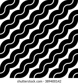 Design seamless monochrome waving pattern. Abstract diagonal background. Vector art