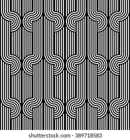 Design seamless monochrome waving pattern. Abstract stripy background. Vector art