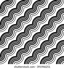 Design seamless monochrome waving pattern. Abstract diagonal background. Vector art