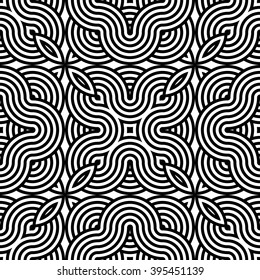 Design seamless monochrome waving pattern. Abstract striped background. Vector art
