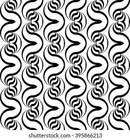 Design seamless monochrome waving pattern. Abstract vertical background. Vector art