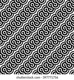 Design seamless monochrome waving pattern. Abstract diagonal background. Vector art