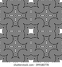 Design seamless monochrome waving pattern. Abstract striped background. Vector art