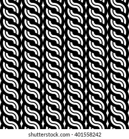 Design seamless monochrome waving pattern. Abstract stripy background. Vector art