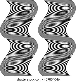Design seamless monochrome waving pattern. Abstract vertical background. Vector art