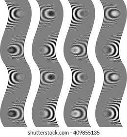 Design seamless monochrome waving pattern. Abstract vertical background. Vector art