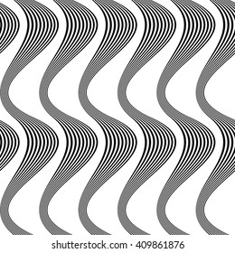 Design seamless monochrome waving pattern. Abstract vertical background. Vector art