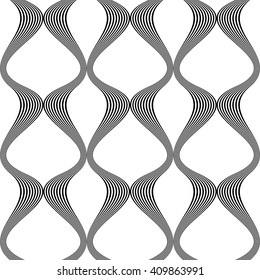 Design seamless monochrome waving pattern. Abstract vertical background. Vector art