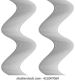 Design seamless monochrome waving pattern. Abstract vertical background. Vector art. No gradient