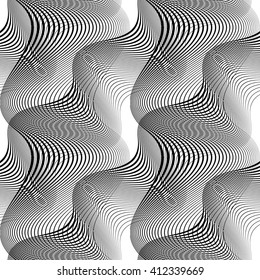 Design seamless monochrome waving pattern. Abstract background. Vector art. No gradient