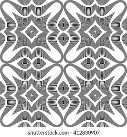 Design seamless monochrome waving pattern. Abstract decorative background. Vector art