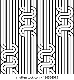 Design seamless monochrome waving pattern. Abstract stripy background. Vector art