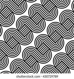 Design seamless monochrome waving pattern. Abstract stripy background. Vector art