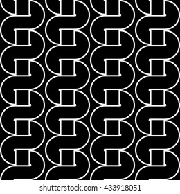 Design seamless monochrome waving pattern. Abstract stripy background. Vector art