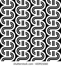 Design seamless monochrome waving pattern. Abstract stripy background. Vector art