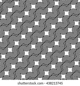 Design seamless monochrome waving pattern. Abstract stripy background. Vector art