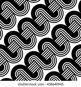 Design seamless monochrome waving pattern. Abstract stripy background. Vector art