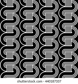 Design seamless monochrome waving pattern. Abstract stripy background. Vector art