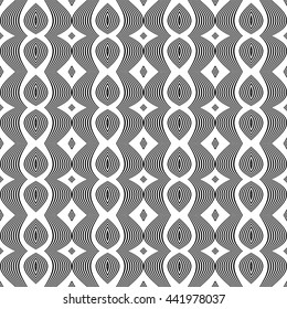 Design seamless monochrome waving pattern. Abstract decorative background. Vector art