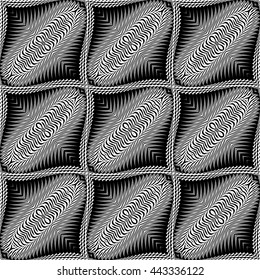 Design seamless monochrome waving pattern. Abstract textured background. Vector art. No gradient