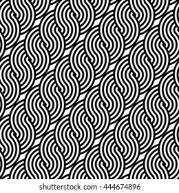 Design seamless monochrome waving pattern. Abstract stripy background. Vector art