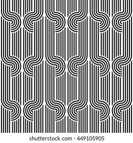 Design seamless monochrome waving pattern. Abstract stripy background. Vector art