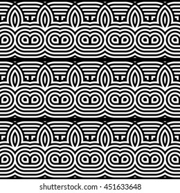 Design seamless monochrome waving pattern. Abstract striped background. Vector art