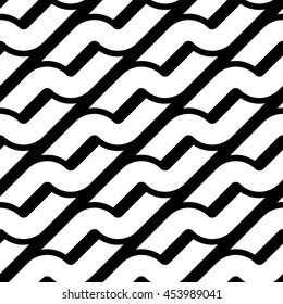 Design seamless monochrome waving pattern. Abstract background. Vector art