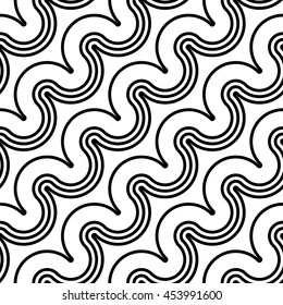 Design seamless monochrome waving pattern. Abstract diagonal background. Vector art