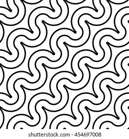 Design seamless monochrome waving pattern. Abstract diagonal background. Vector art