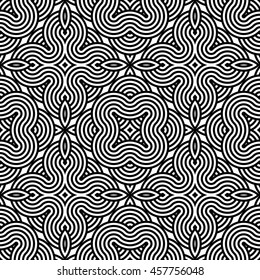 Design seamless monochrome waving pattern. Abstract striped background. Vector art
