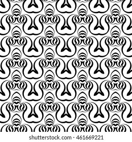 Design seamless monochrome waving pattern. Abstract decorative background. Vector art