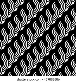Design seamless monochrome waving pattern. Abstract stripy background. Vector art