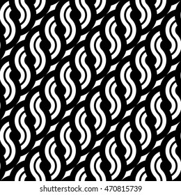 Design seamless monochrome waving pattern. Abstract stripy background. Vector art